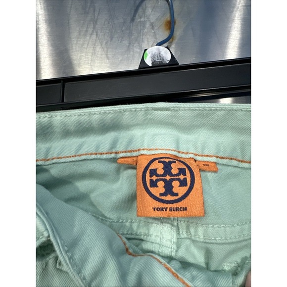Tory Burch Jeans 26 Faded Green Alexa Cropped Skinny Stretch Women's Denim - Picture 4 of 6